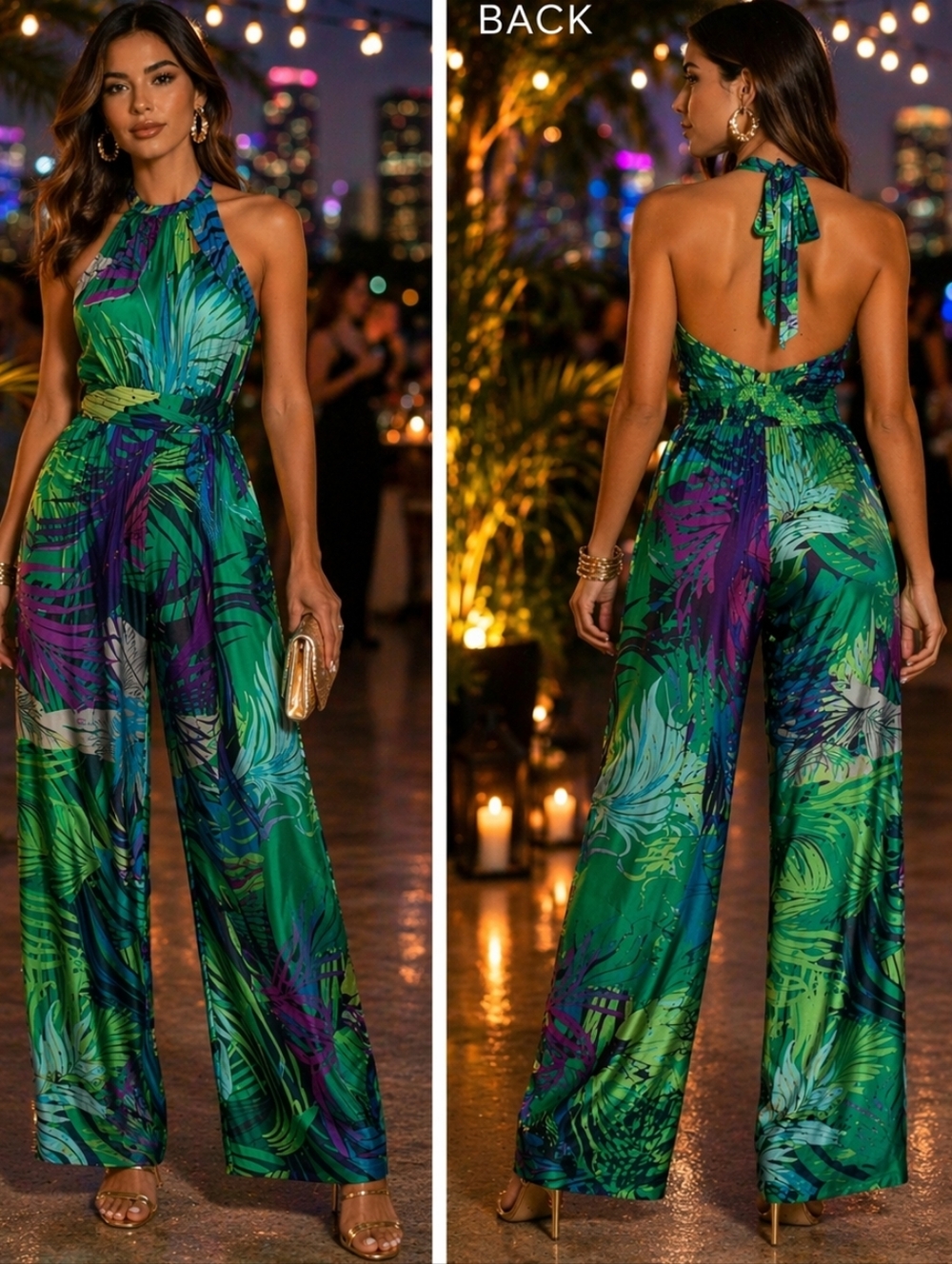 ZARA tropical print halter jumpsuit. NWT XS